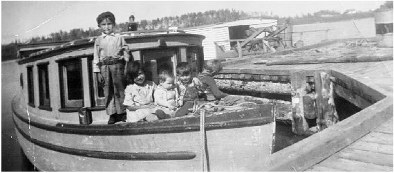 Children on a boat.