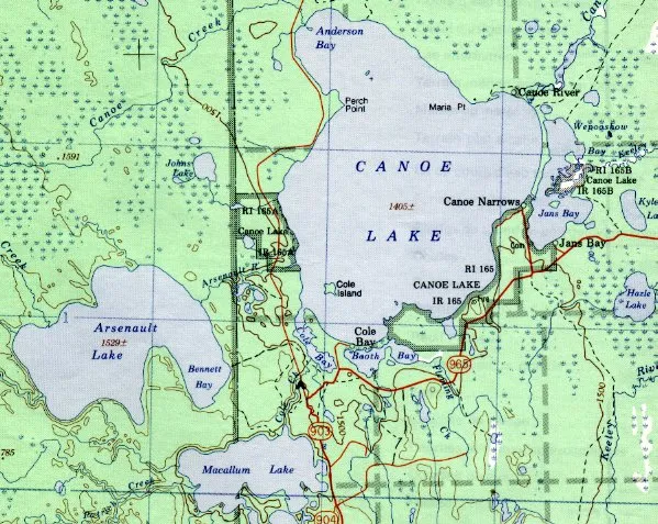 Map of Canoe Lake.
