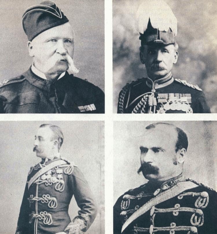 Major-General F. Middleton, commander of the Canadian Militia and the North-West Field Force Lieutenant-Colonel W. D. Otter, Commander of the Battleford Column Lord Melgund, Chief of Staff, North-West Field Force Superintendent L. F. N. Crozier, North-West Mounted Police.