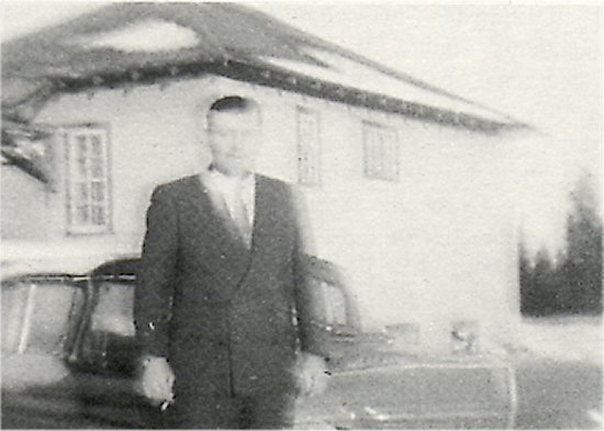 Dore Lake School and the first teacher, Mr. M. Parchewsky, 1961.