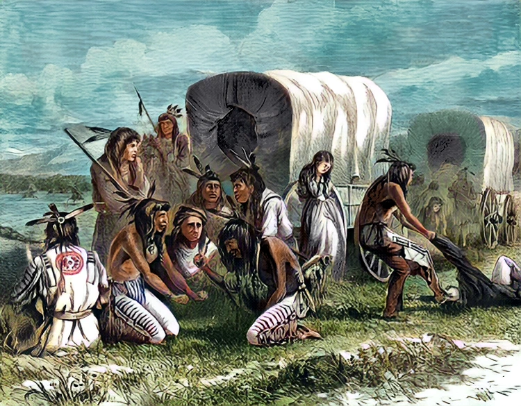 Indians gambling for a captive woman.