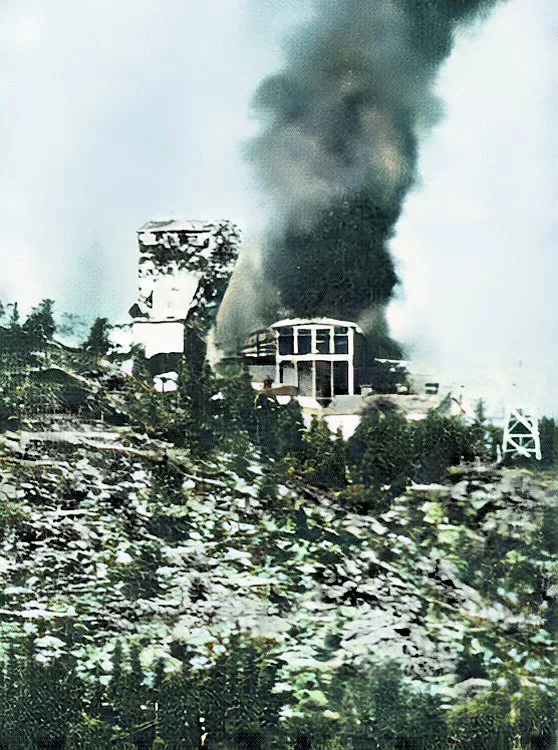 Box Mine destroyed by fire.