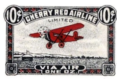 Cherry Red Airlines Stamp.