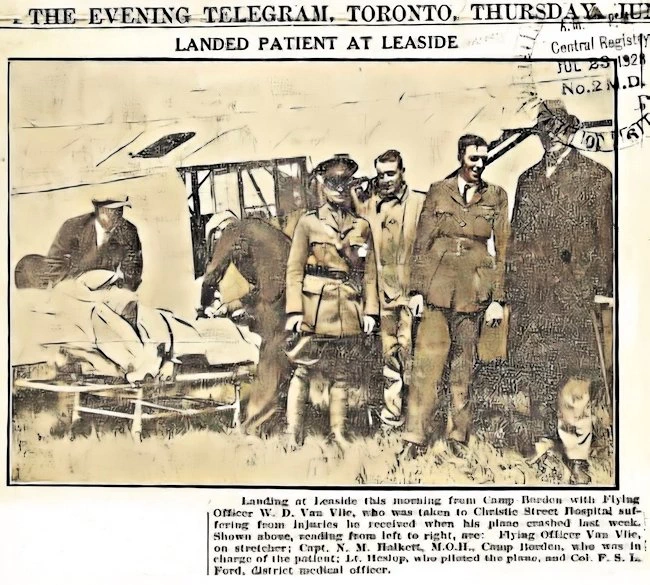 Wilbur Van Vliet injured in plane crash.