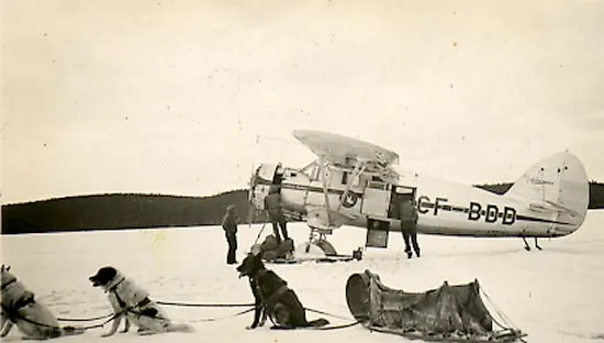 Pilot Cecil McNeil at Fred Darbyshire's cabin.