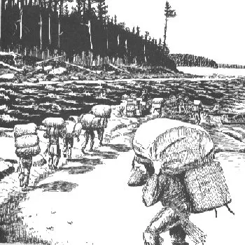 Portaging Freight at the Rapids.