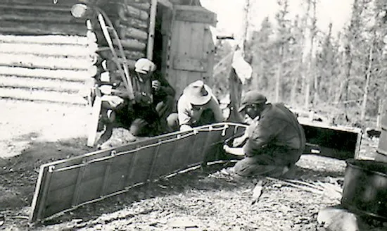 Making a toboggan and snowshoes.