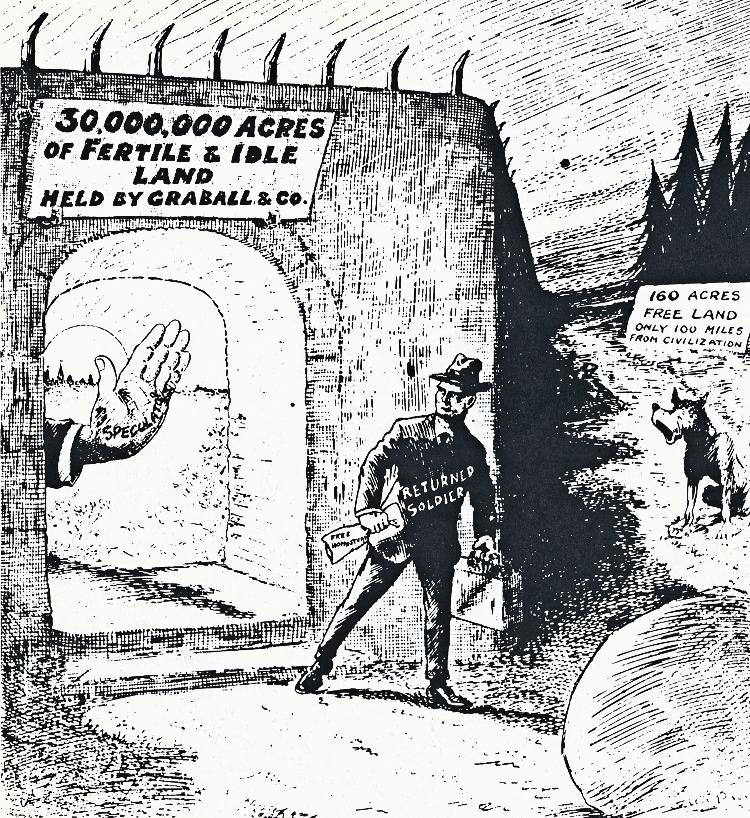 Denied Access to the Land which He Bled to Defend, 6 March 1918.
