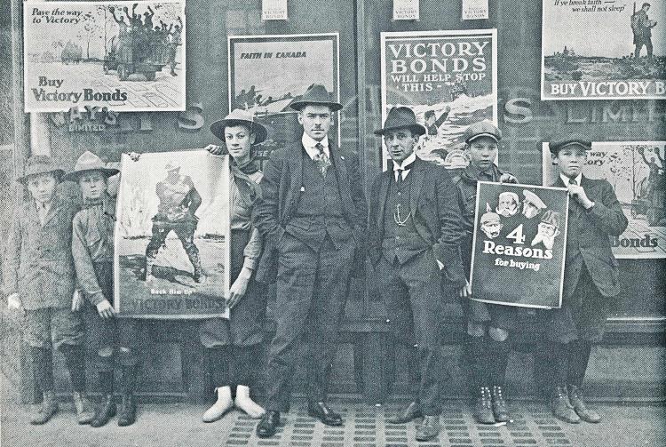 Boy Scouts supporting Victory Bond sales, Regina, 1918.