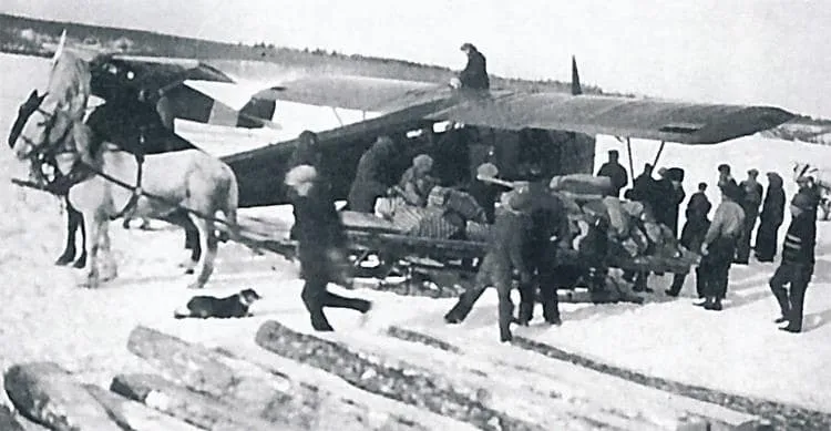 First airmail leaving Big River for Ile-a-la-Crosse. March 1933.