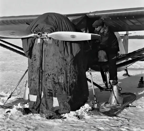 Bill Windrum with engine cover.